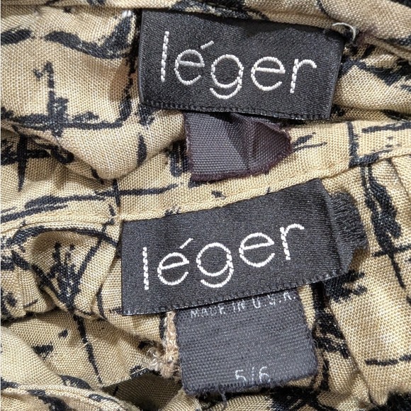 Vintage Leger Tan Black Abstract Grid Print Shirt and Midi Skirt Set Size 5/6 - Picture 3 of 11